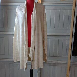 Calvin Klein Women’s Open-Front Cardigan — Light Cream Knit, Size XL
